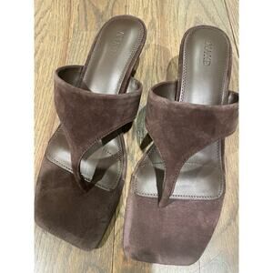 Wide Thong Suede Heels